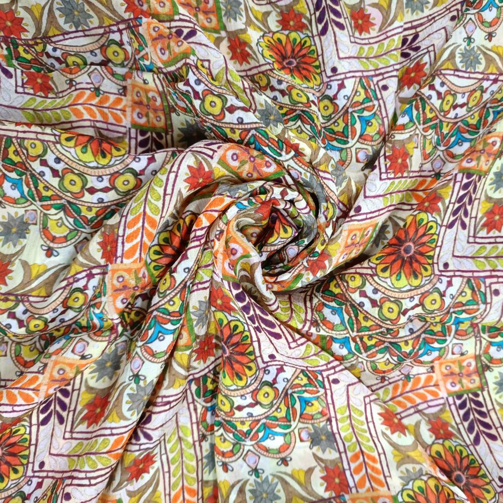 Multicolor Abstract Chiffon Fabric