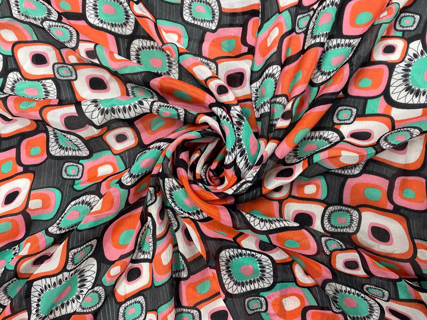 Multicolor Abstract Chiffon Fabric