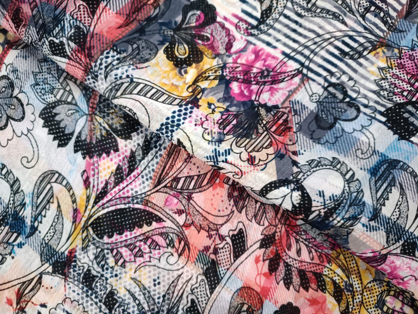 Multicolor Floral Chiffon Fabric