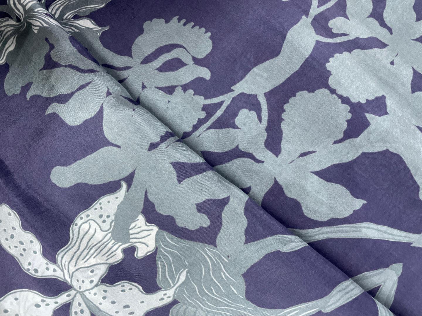 Purple Floral Medium Silk Fabric