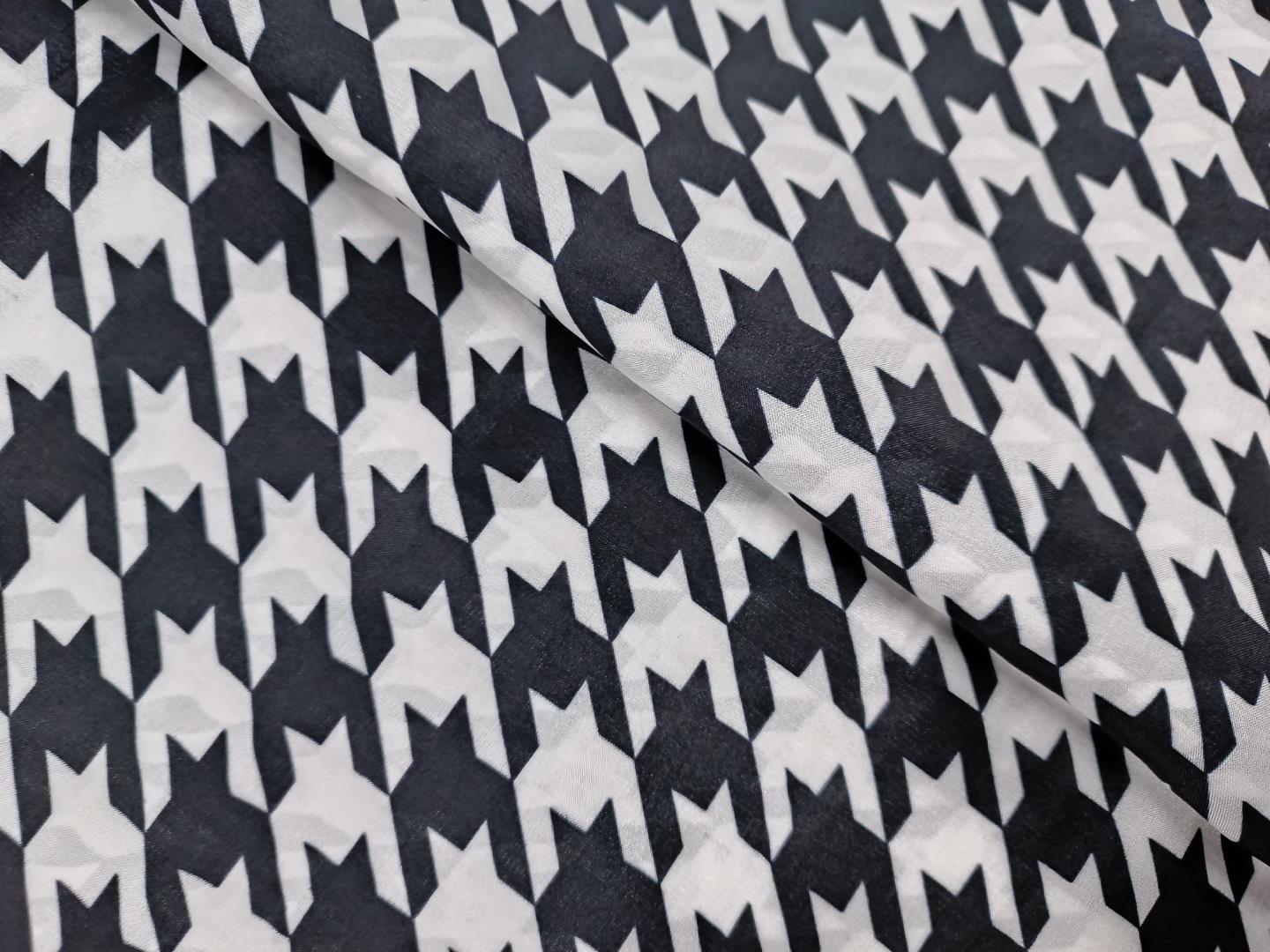 Black & White Abstract Upada Silk Fabric