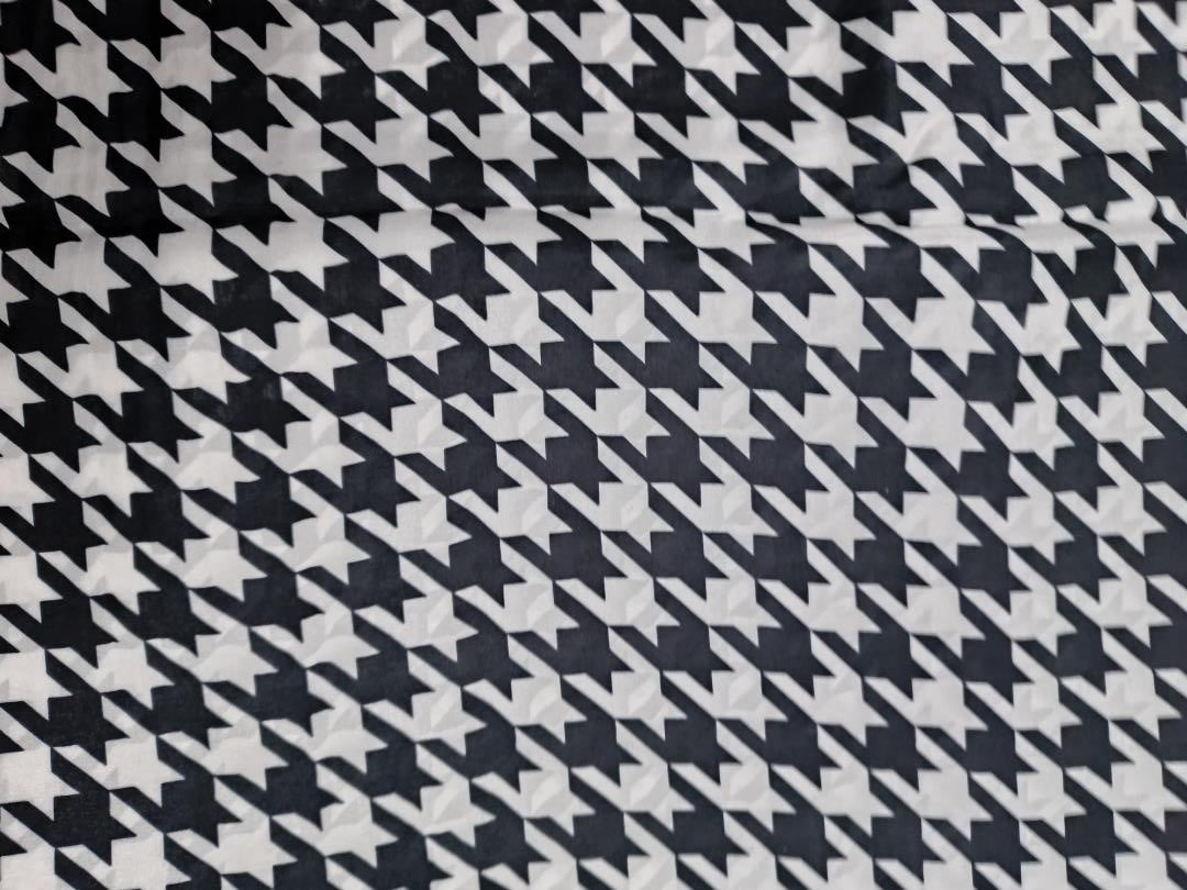 Black & White Abstract Upada Silk Fabric