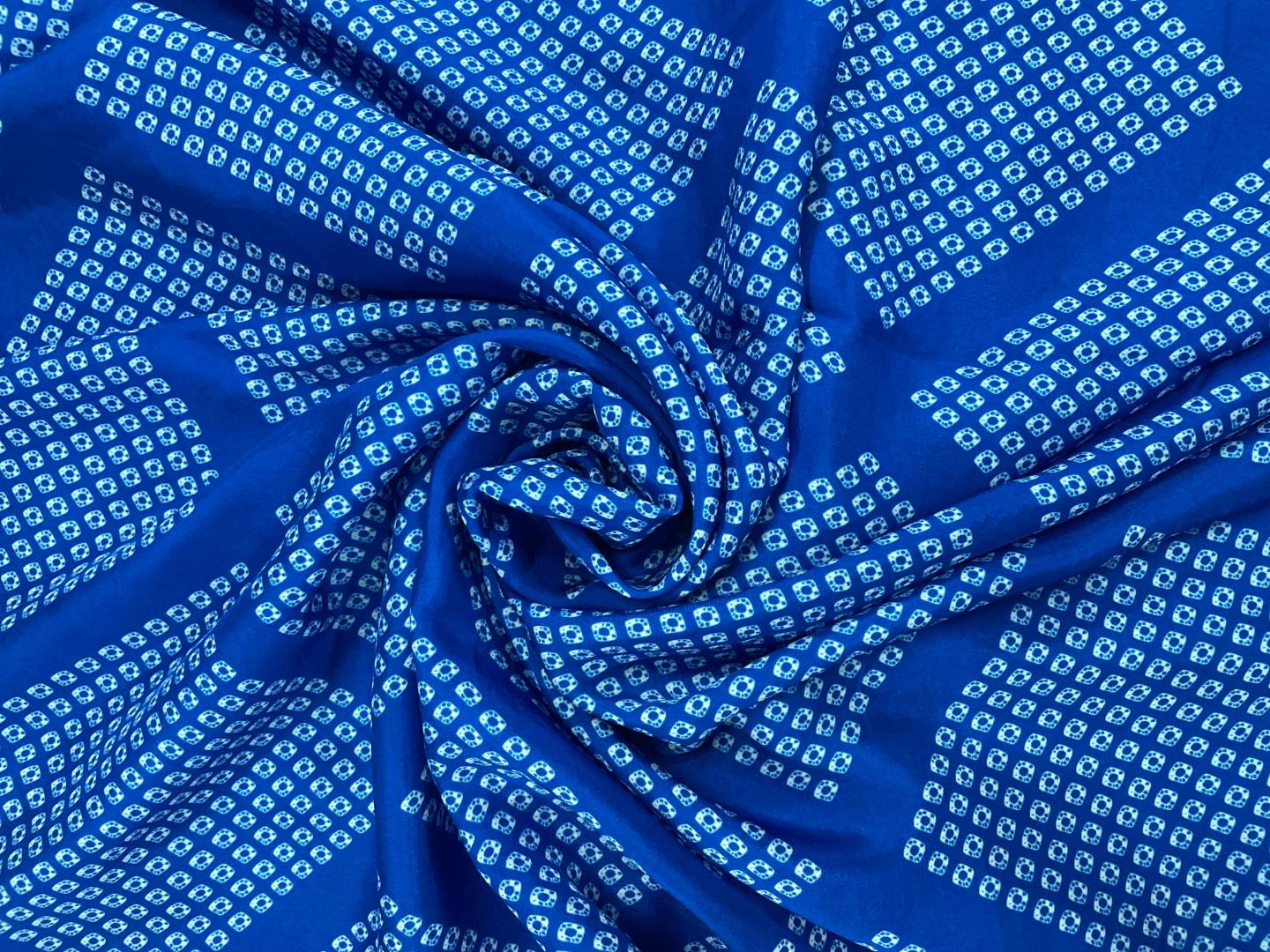 Royal Blue Abstract Upada Silk Fabric