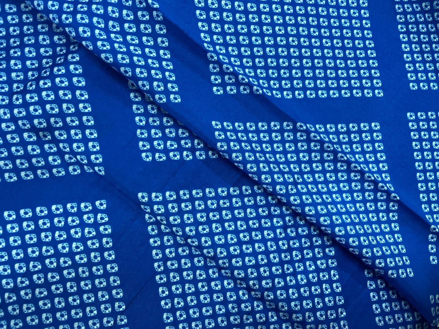 Royal Blue Abstract Upada Silk Fabric