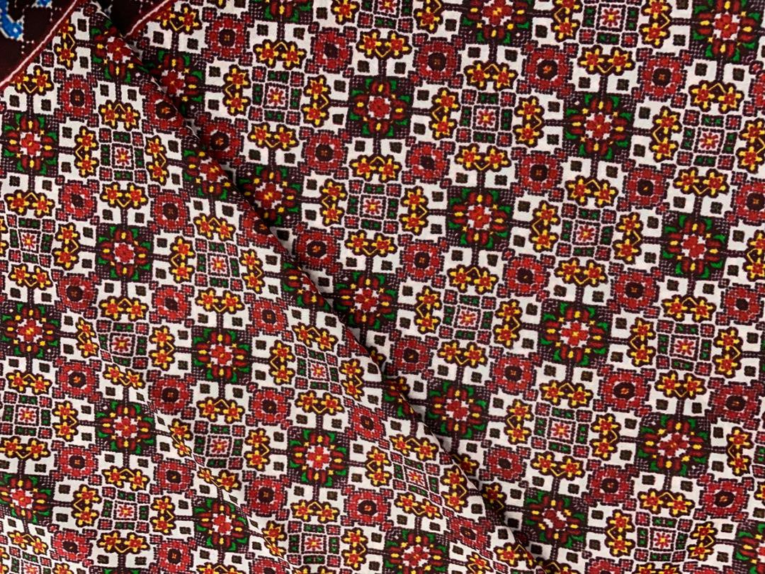 Maroon Abstract Upada Silk Fabric