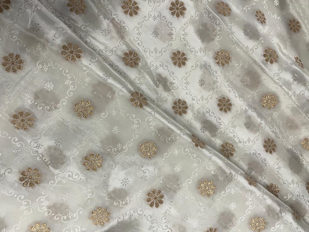 White Dyeable Floral Crepe Fabric