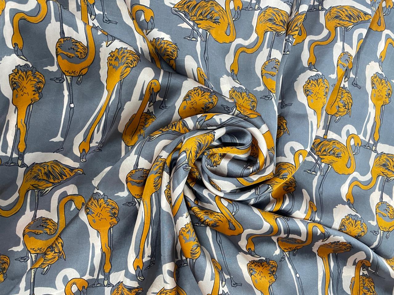 Grey Animal Georgette Fabric