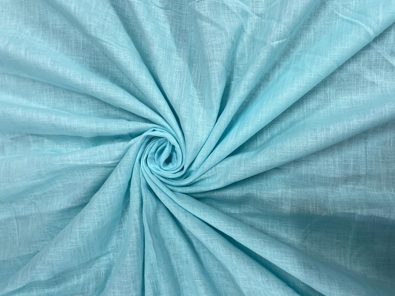 Sky Blue Plain Pure Linen Fabric - 40 Lea