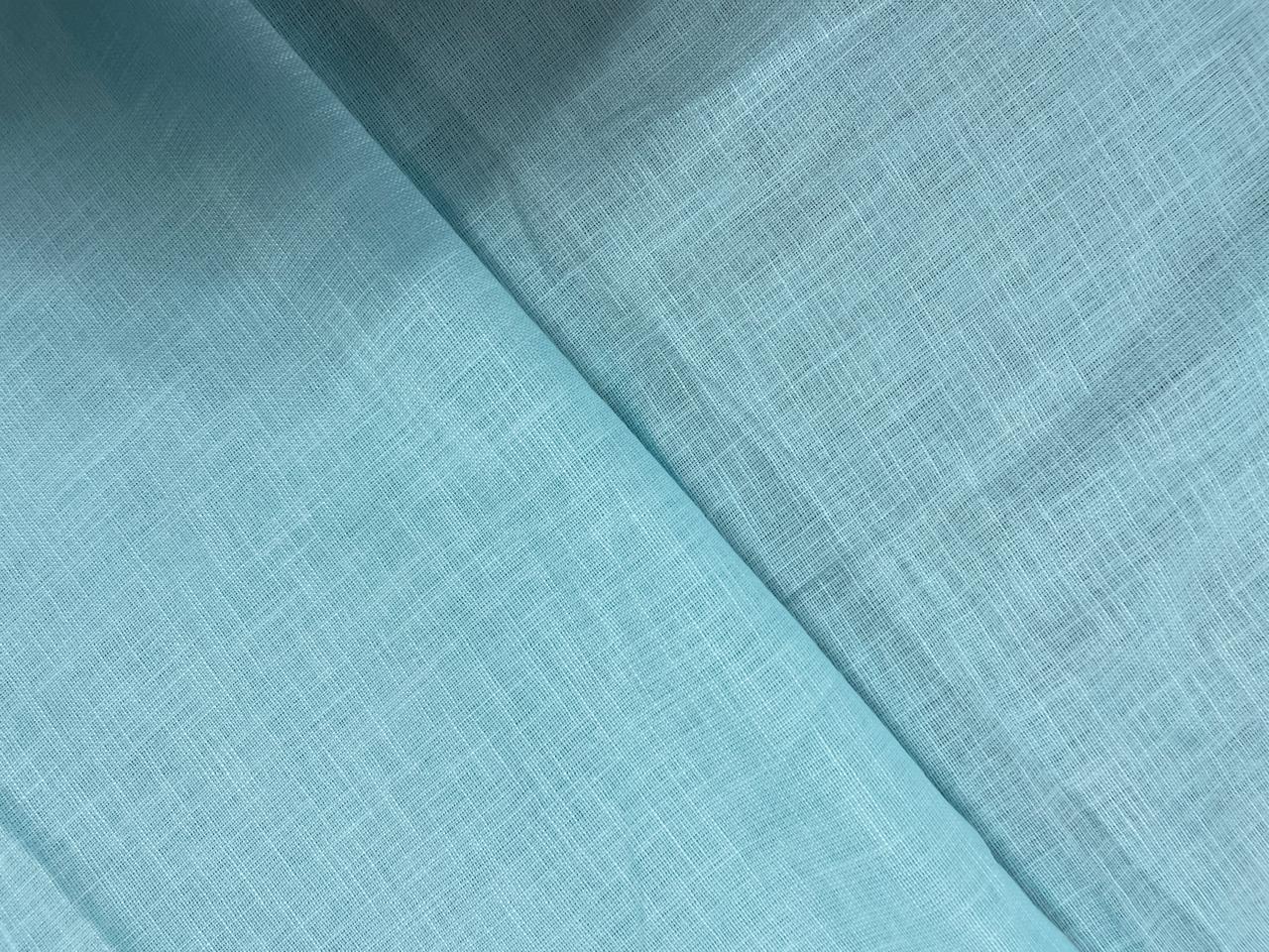 Sky Blue Plain Pure Linen Fabric - 40 Lea