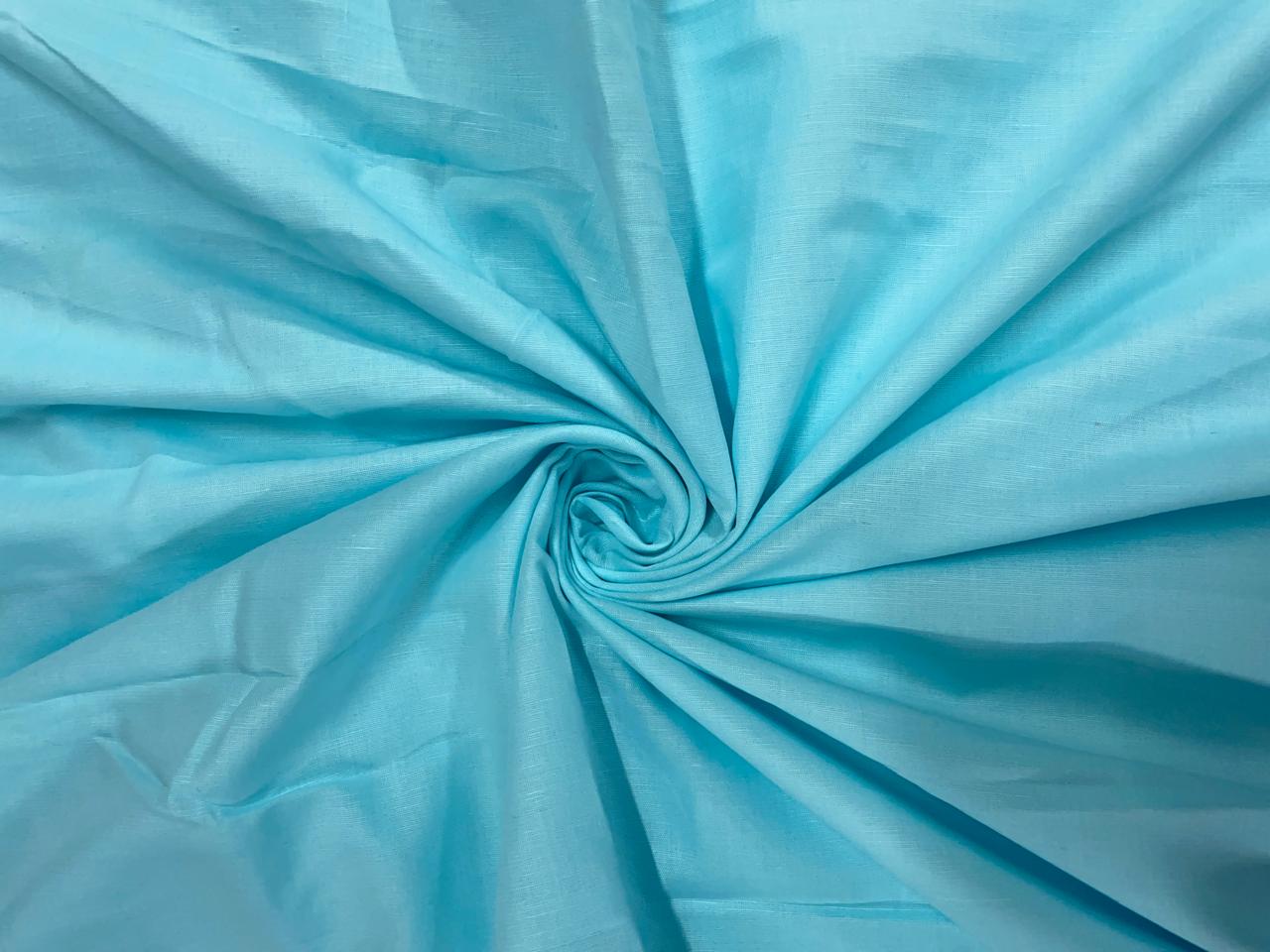 Sky Blue Plain Premium Cotton Linen Fabric