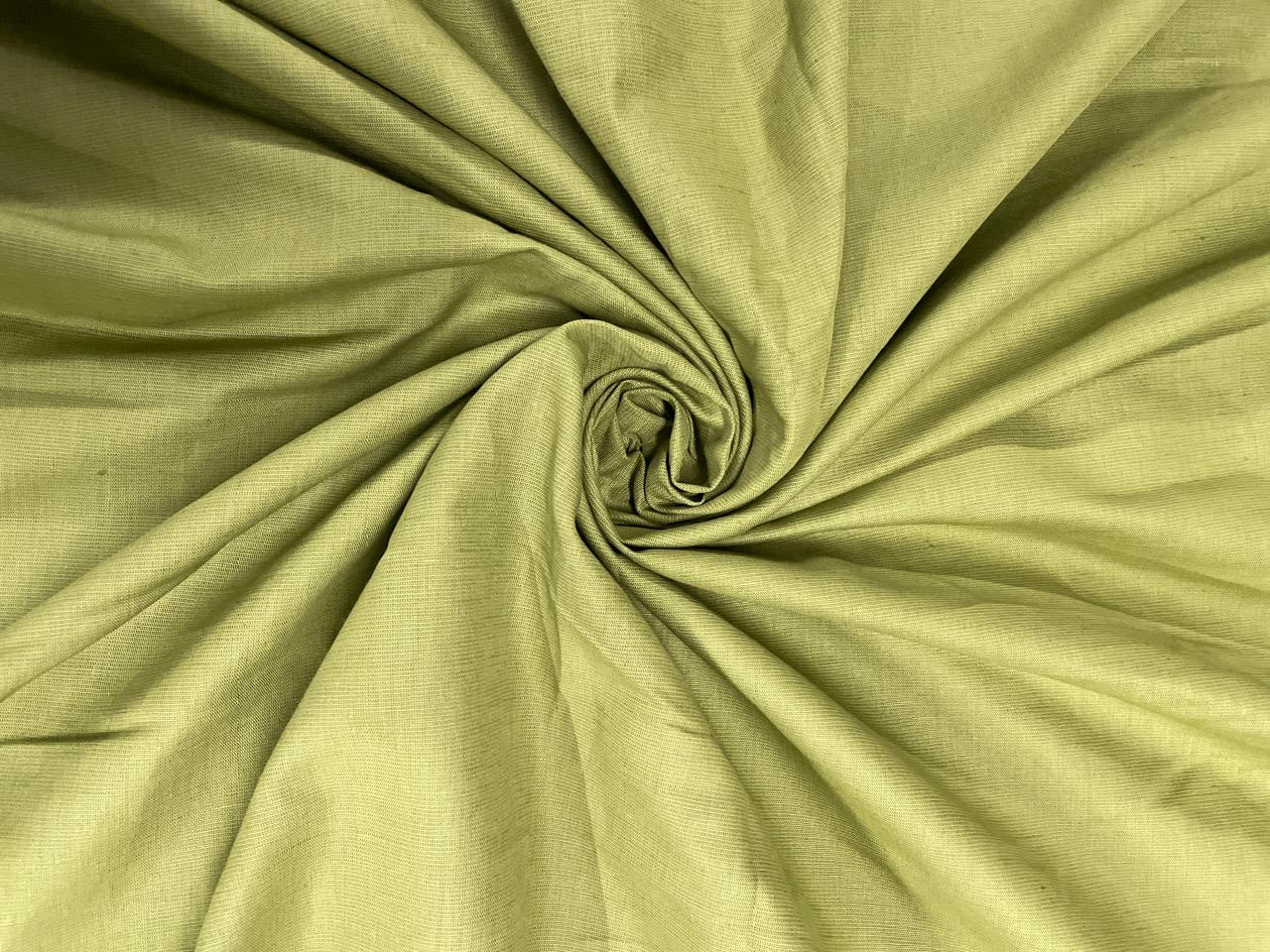 Mehndi Green Plain Premium Cotton Linen Fabric