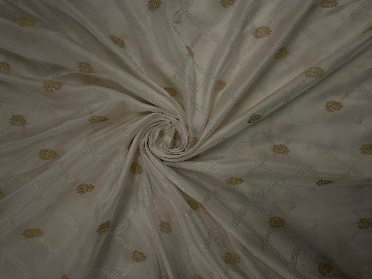 White Geometric Nylon Satin Fabric Fabric