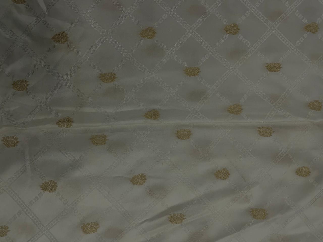 White Geometric Nylon Satin Fabric Fabric