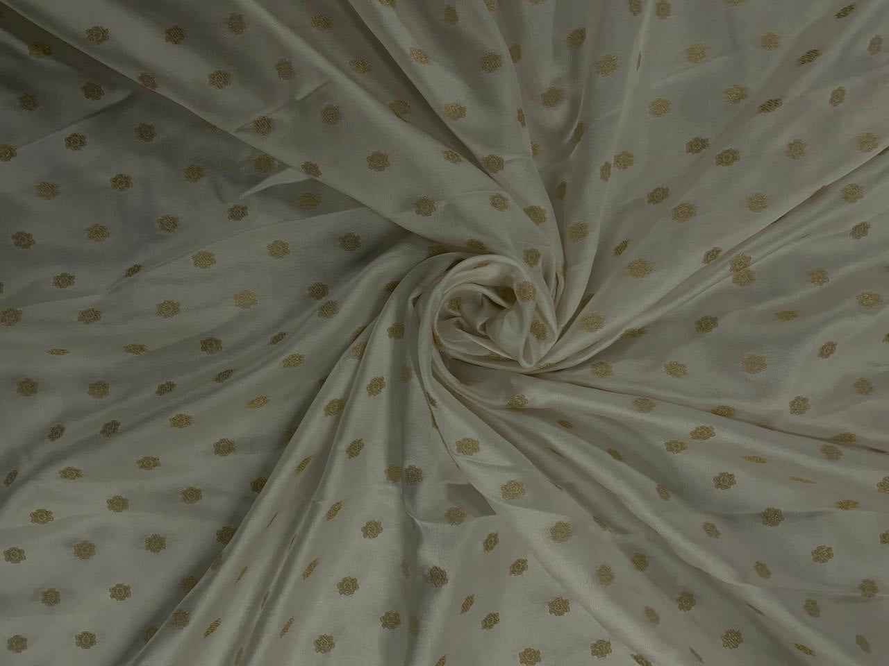 White Dots Nylon Satin Fabric Fabric