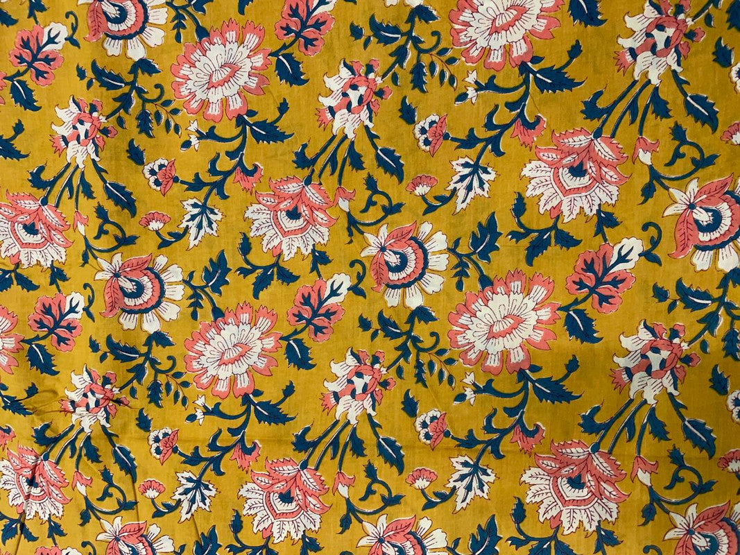 Yellow Floral Cotton Fabric