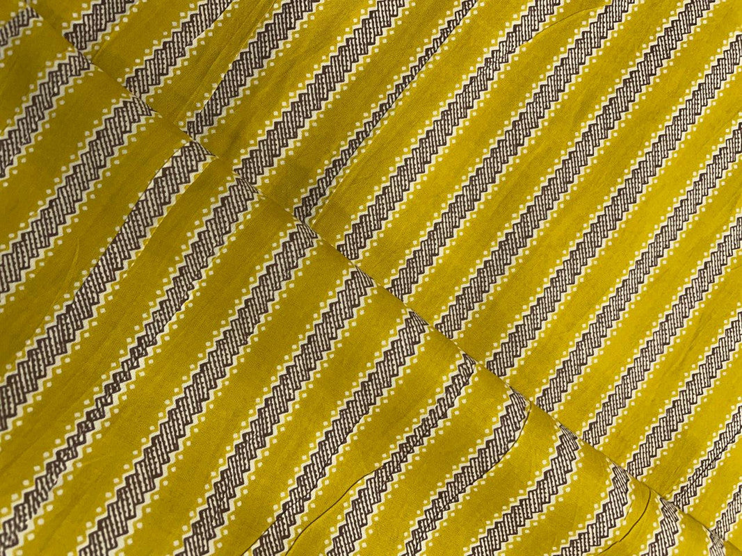 Yellow Stripes Cotton Cambric Fabric