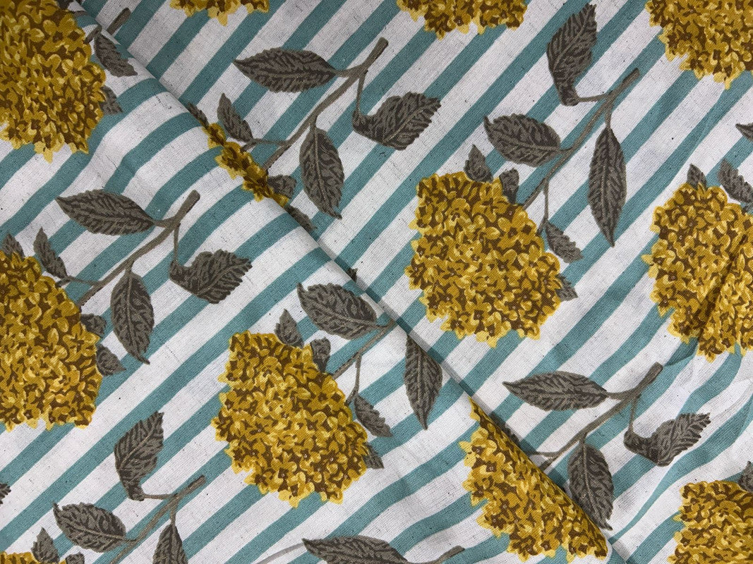 Yellow Floral Cotton Ed Fabric Fabric