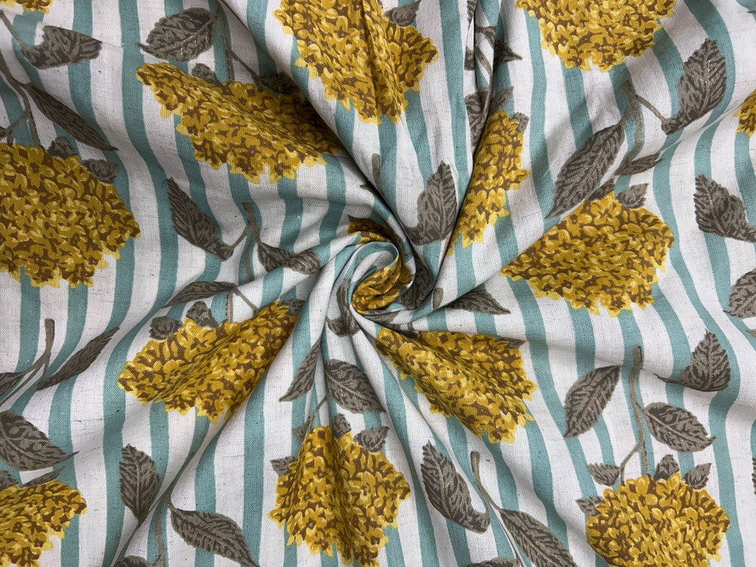 Yellow Floral Cotton Ed Fabric Fabric