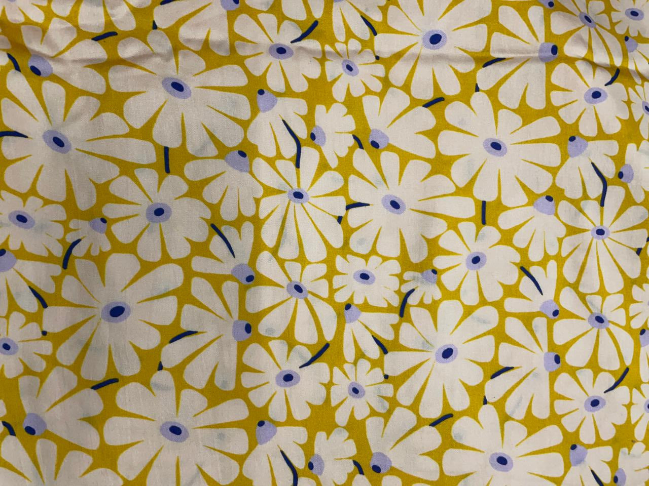 Yellow Floral Modal Satin Fabric - Kapda Shop