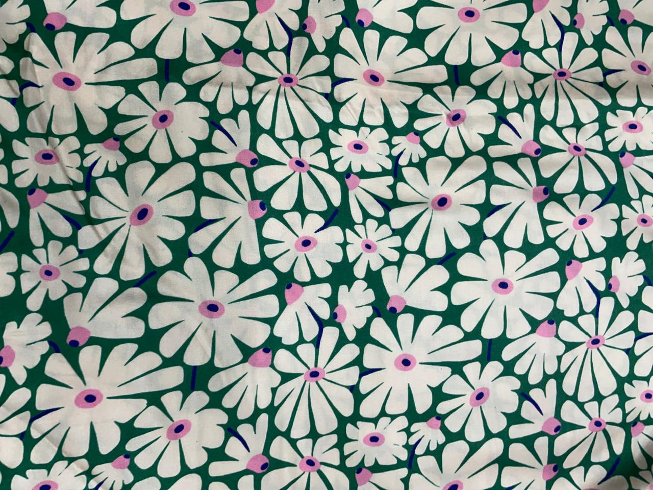 Green Floral Modal Satin Fabric - Kapda Shop