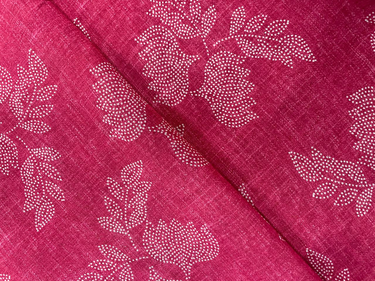 Magenta Floral Chanderi Fabric - Kapda Shop