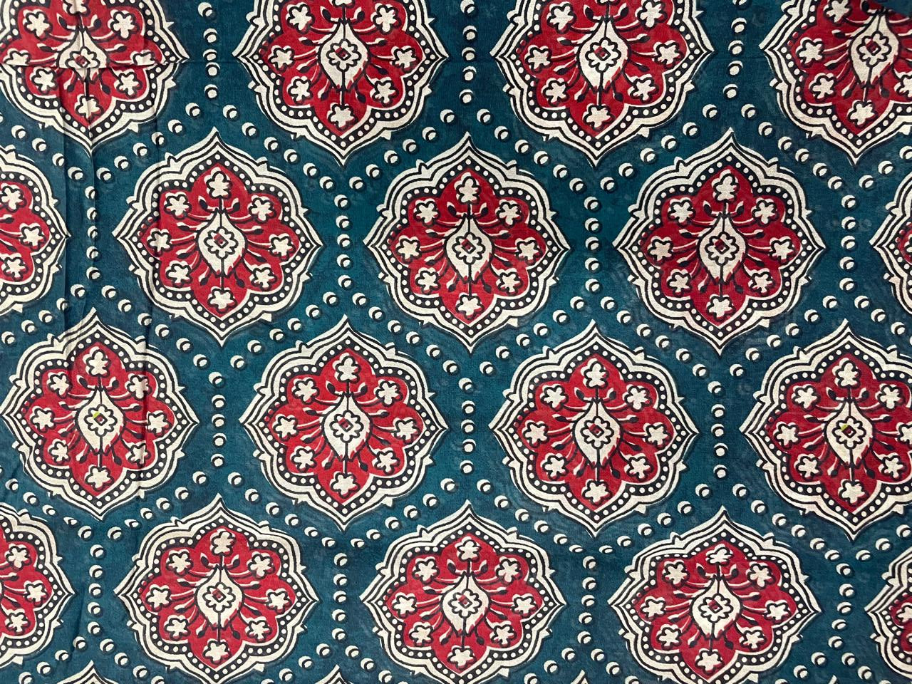 Rama Green Abstract Chandei Fabric - Kapda Shop