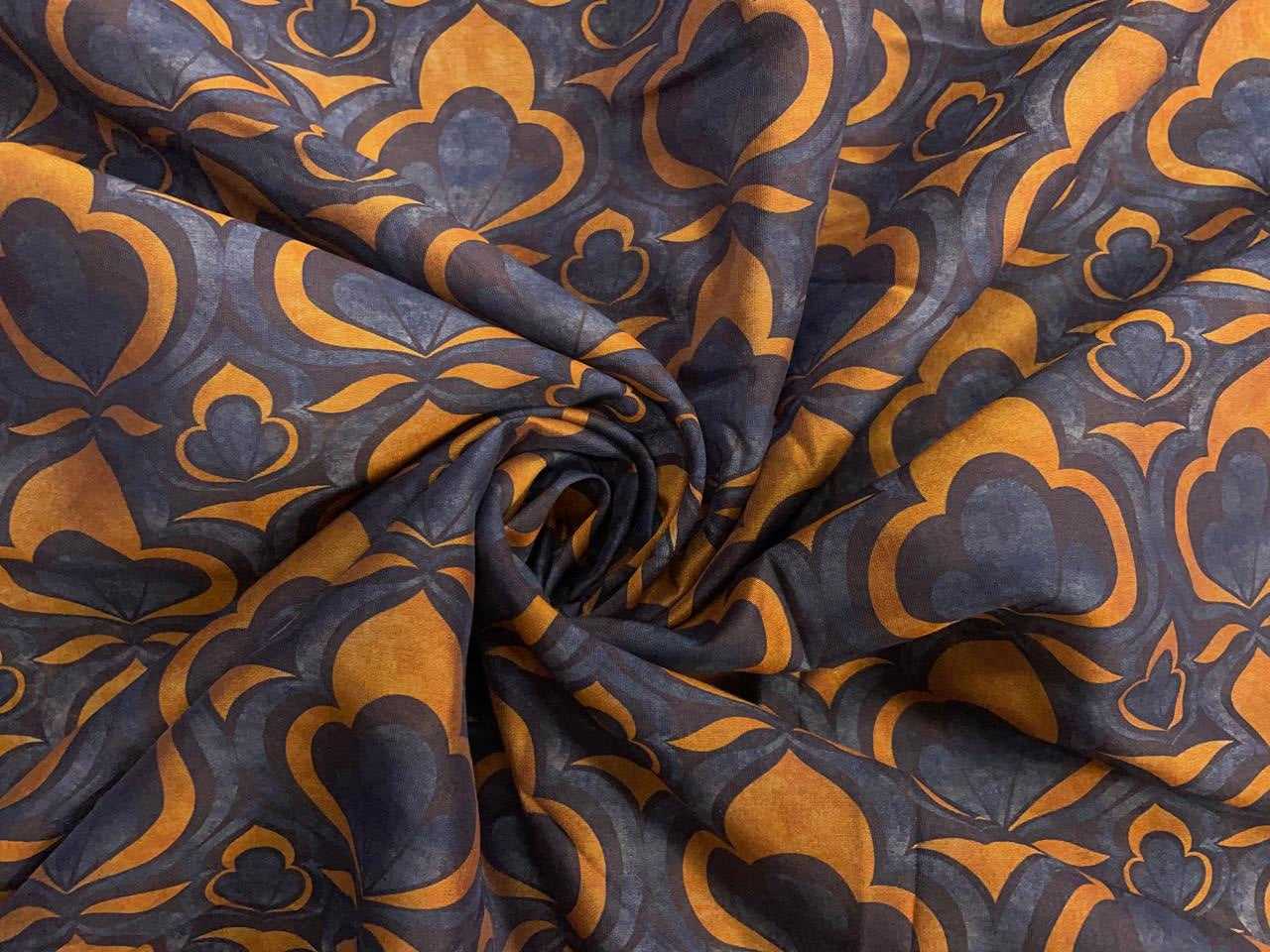 Black Mustard Floral Chandei Fabric - Kapda Shop