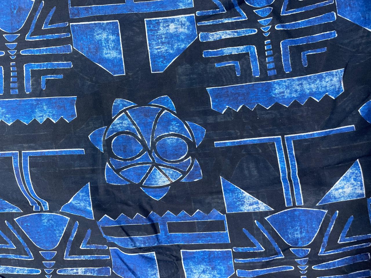 Navy Blue Abstract Chandei Fabric - Kapda Shop