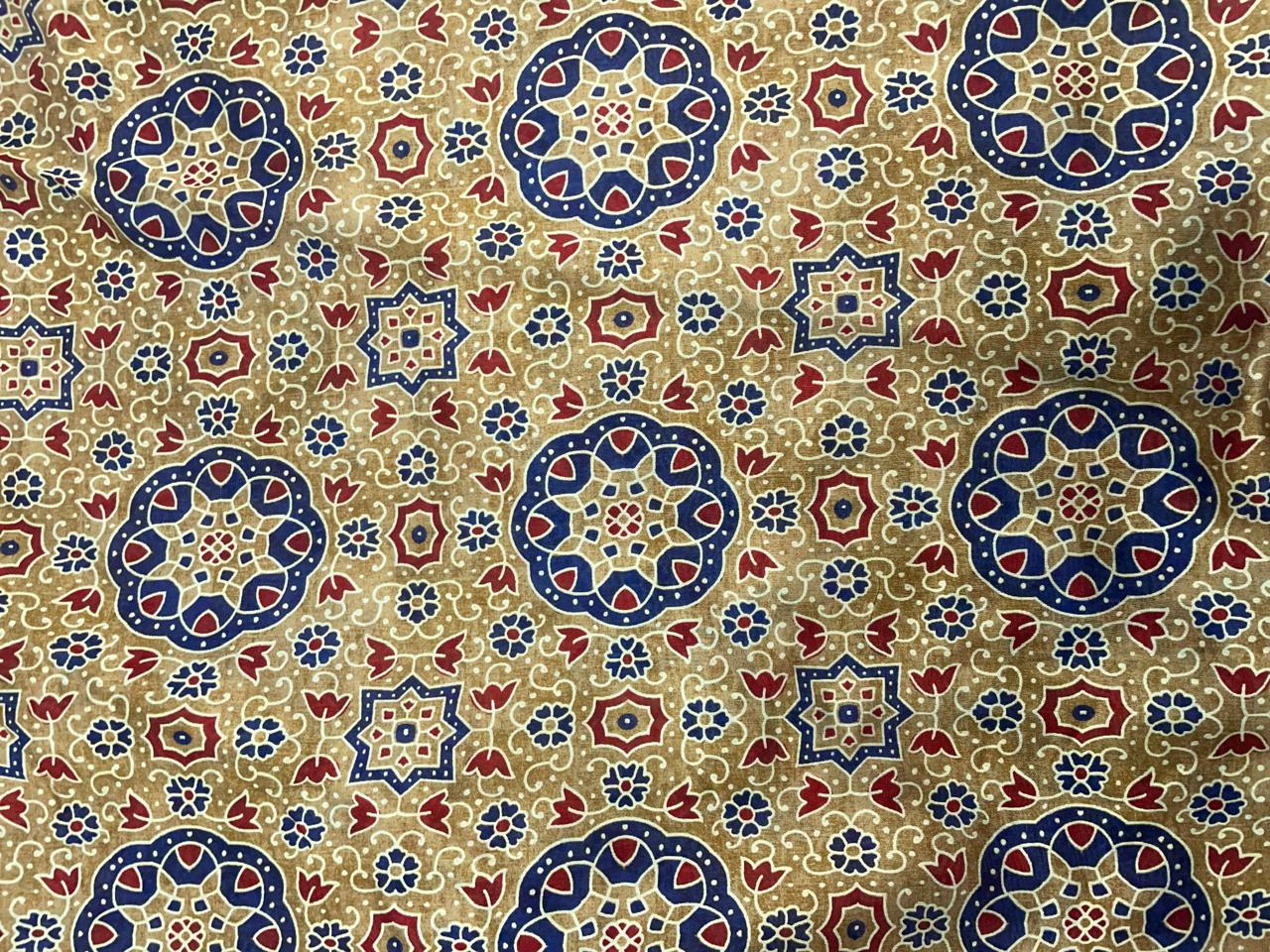 Light Brown Abstract Chandei Fabric - Kapda Shop