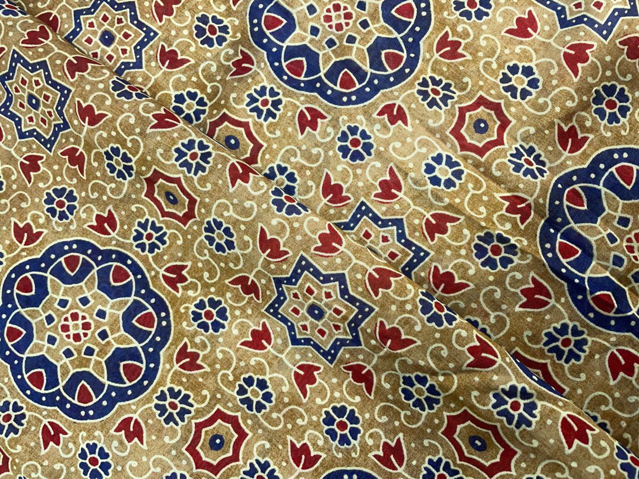 Light Brown Abstract Chandei Fabric - Kapda Shop