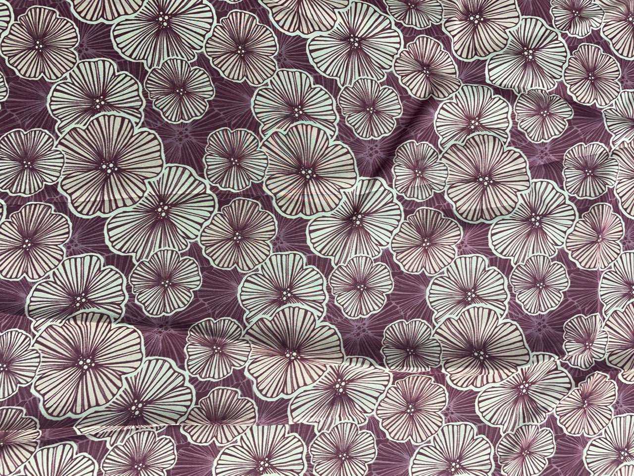 Purple Floral Viscose Organza Fabric - Kapda Shop