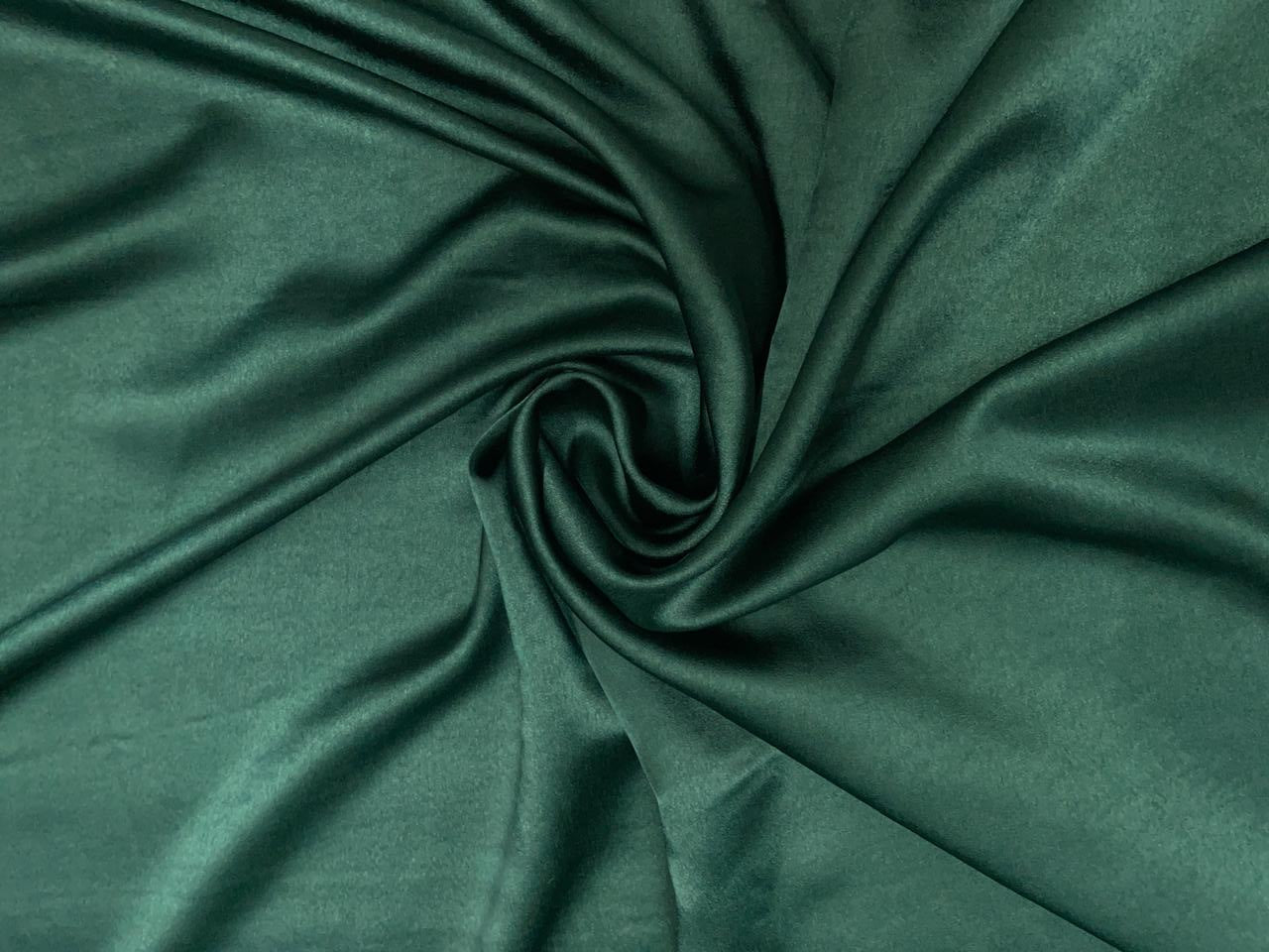 Bottle Green Plain Milano Satin Fabric (N174D) Kapdashop