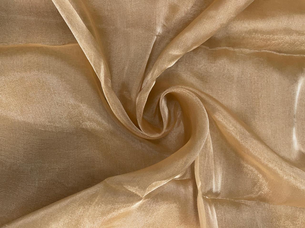 Light Gold Plain Pure Silk Tissue Fabric Kapdashop