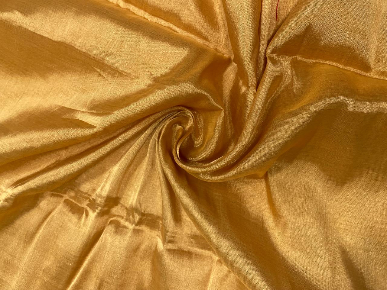 Gold Plain Pure Silk Tissue Fabric Kapdashop