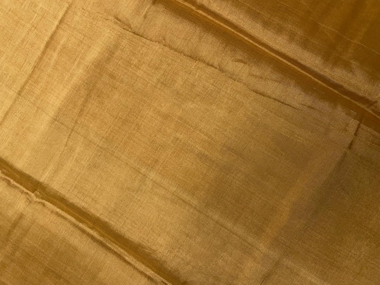 Gold Plain Pure Silk Tissue Fabric Kapdashop
