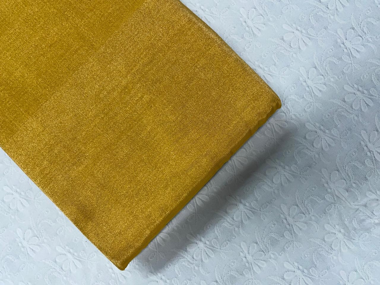 Mustard Plain Pure Silk Tissue Fabric Kapdashop