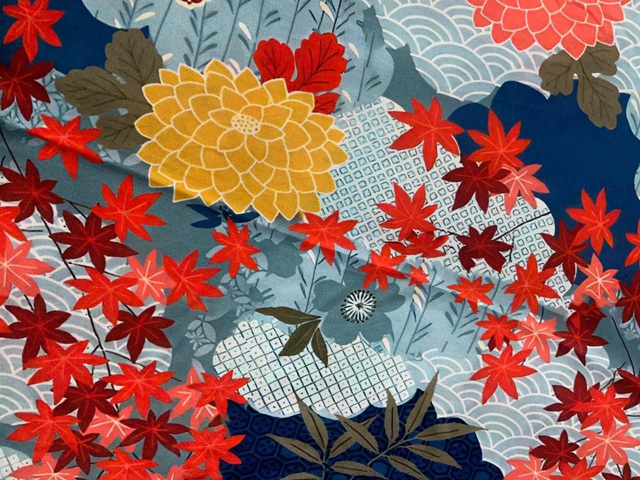 Multicolor Floral Pure Chanderi Fabric Kapdashop