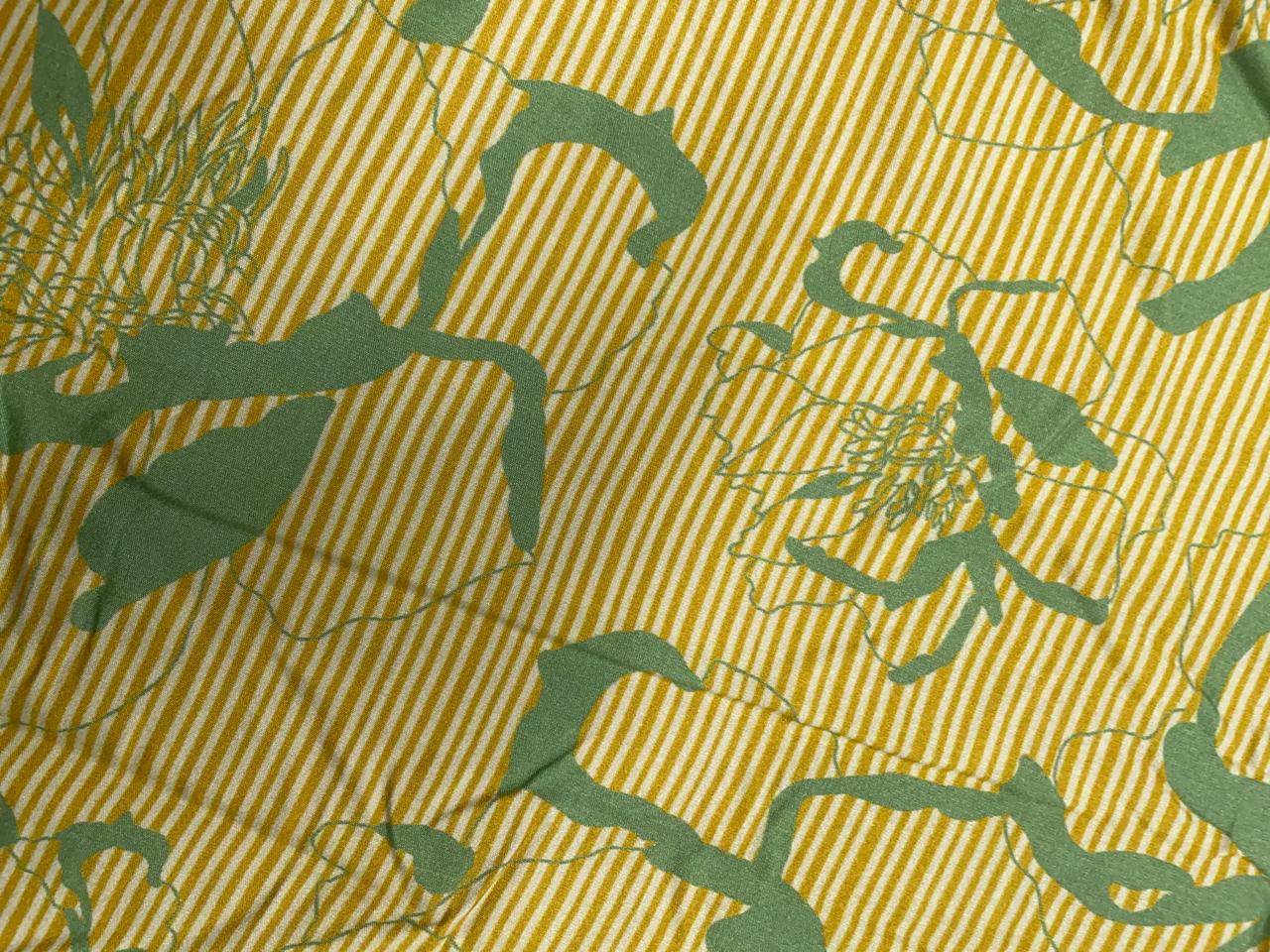 Yellow Green Floral Pure Chanderi Fabric Kapdashop