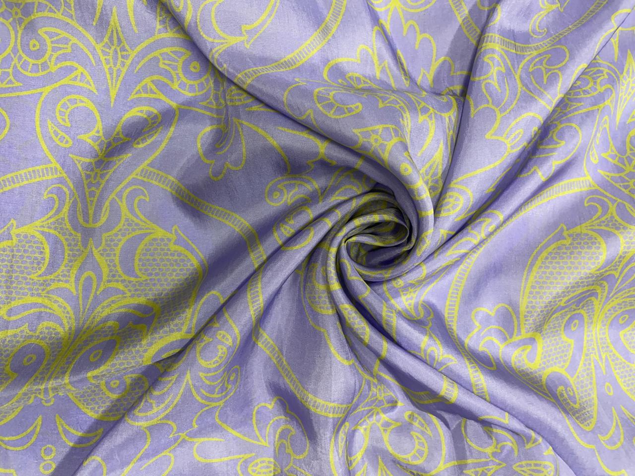 Lavender Floral Habutai Silk Fabric KTEX