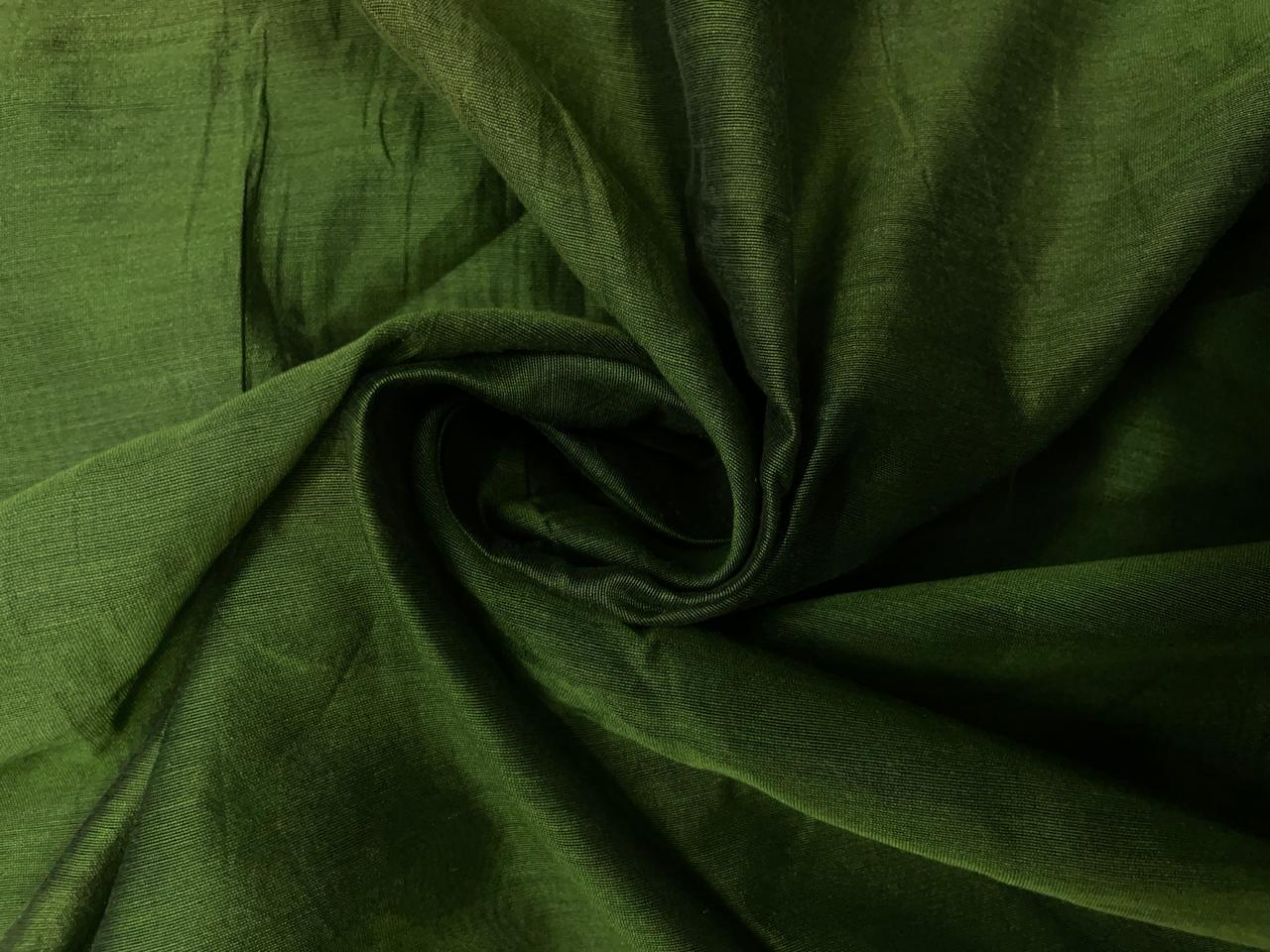 Olive Green Plain Dyed Poly Chanderi N16 Kapdashop