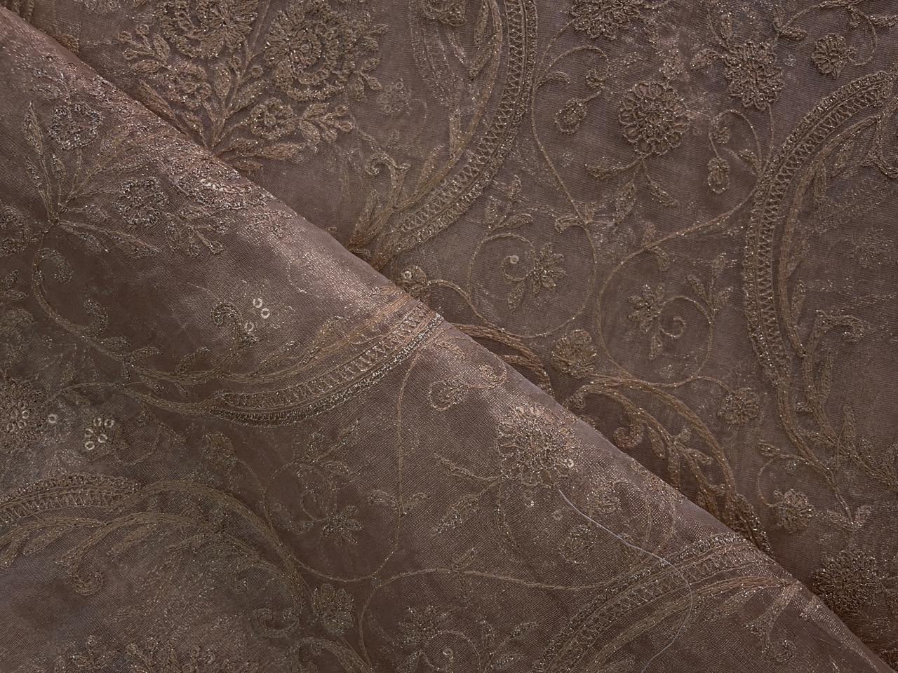 Golden Floral Pure Tissue Embroidered Kapdashop