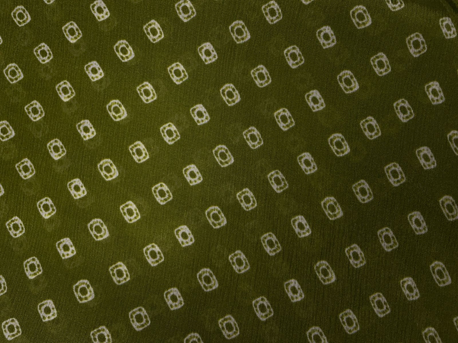 Chinon Chiffon Mehndi Green Geometric Fabric Kapdashop