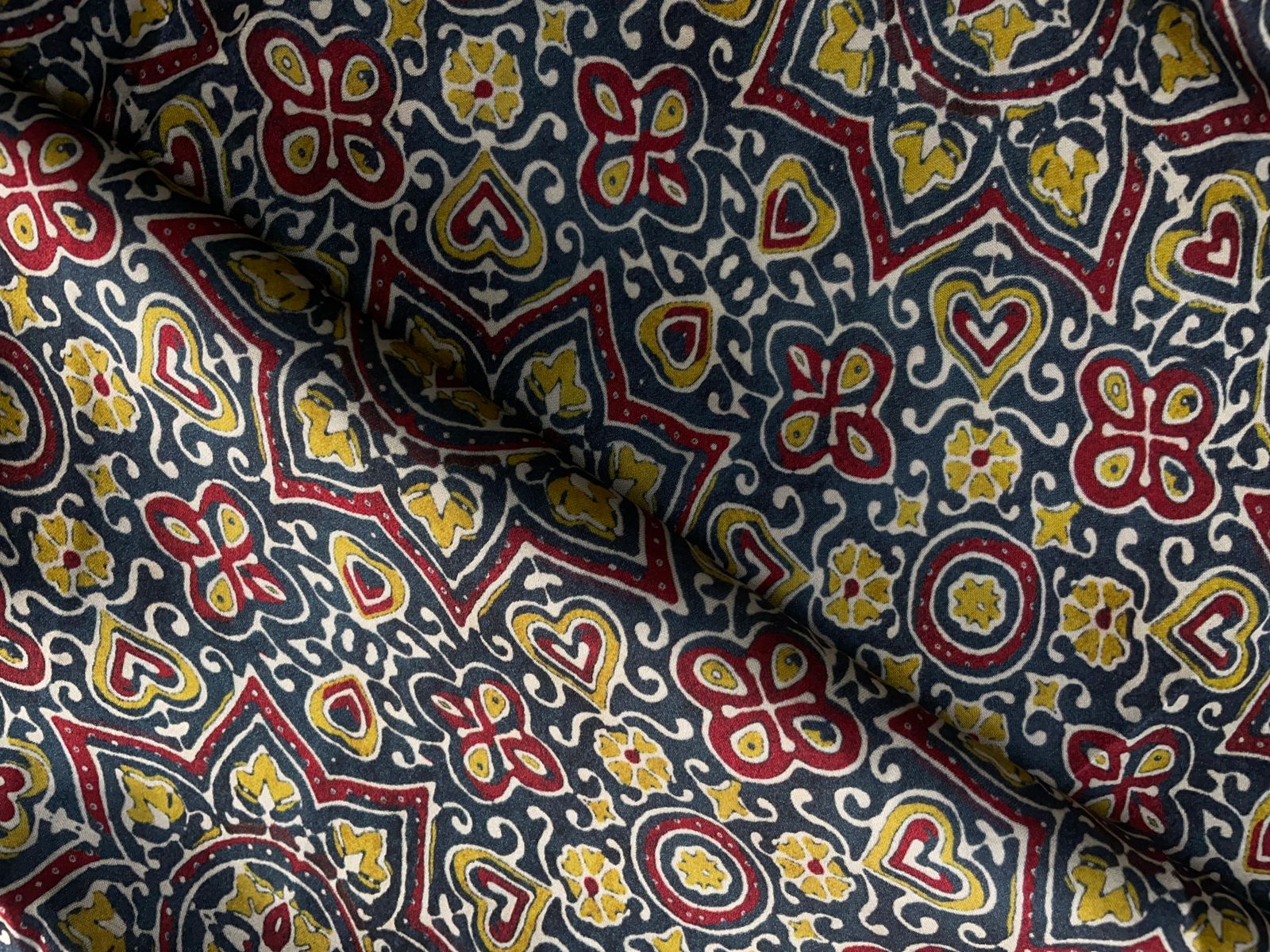 Grey Geometric Modal Satin Fabric Kapdashop