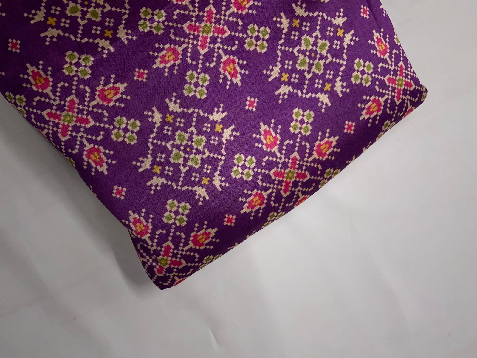 Purple Geometric Semi Tussar Fabric Kapdashop