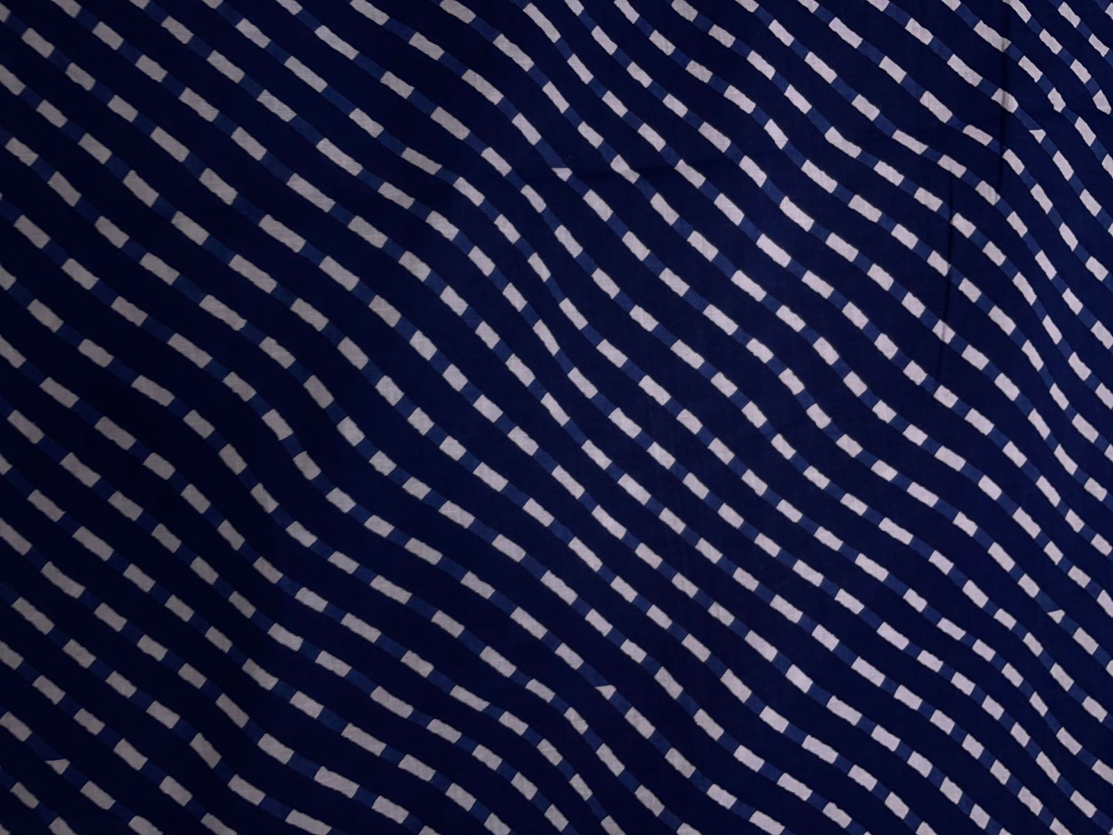 Blue & White Waves Cotton Cambric Fabric Kapdashop