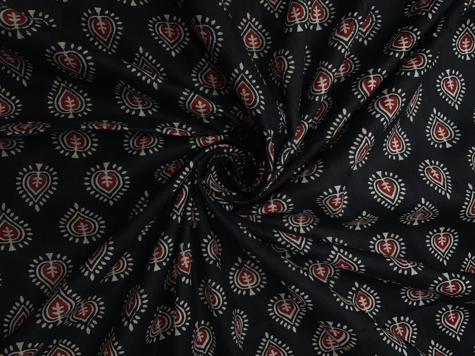 Black Floral Cotton Cambric Fabric Kapdashop