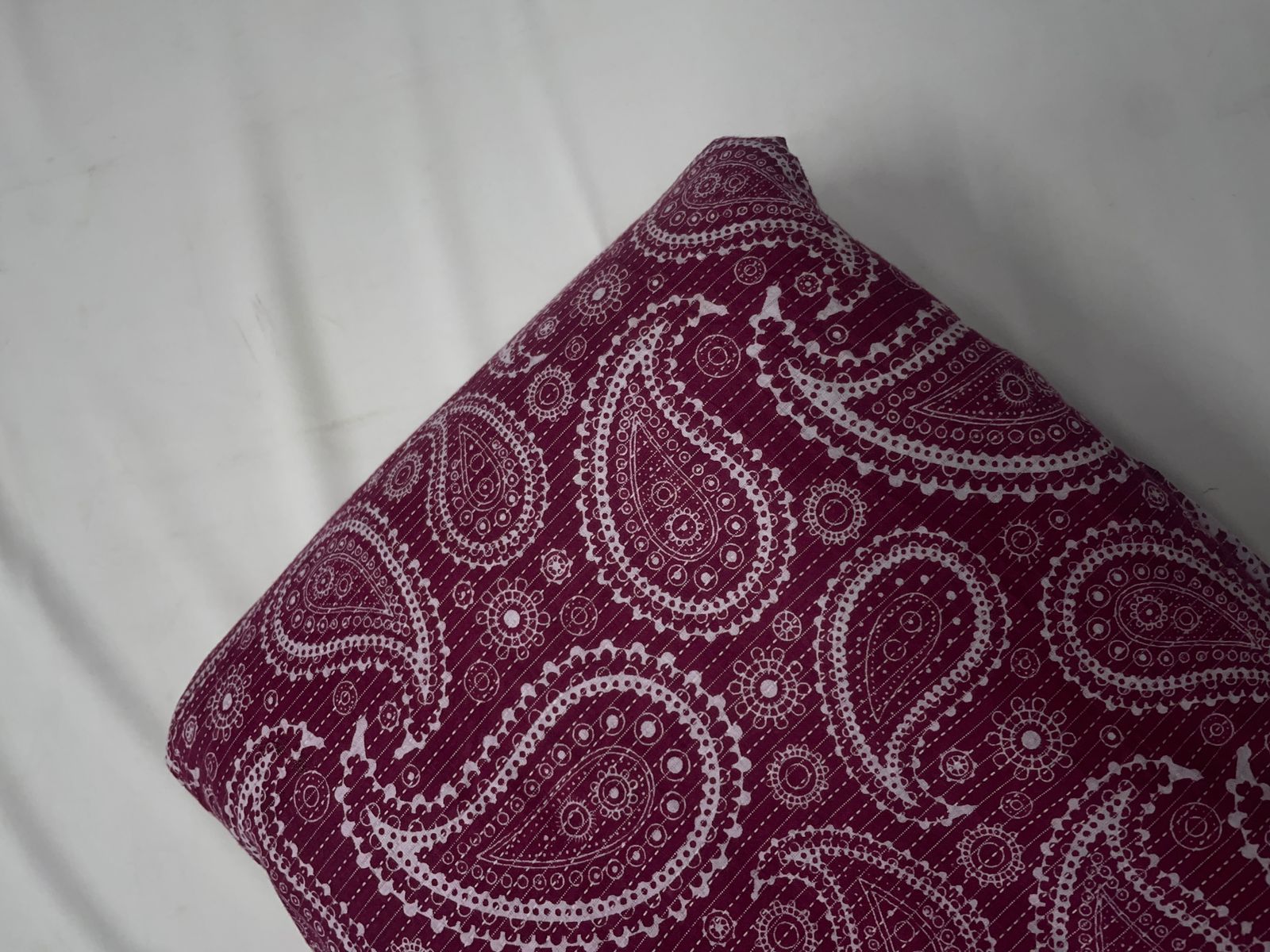 Purple Paisley Cotton Cambric Kantha Fabric Kapdashop