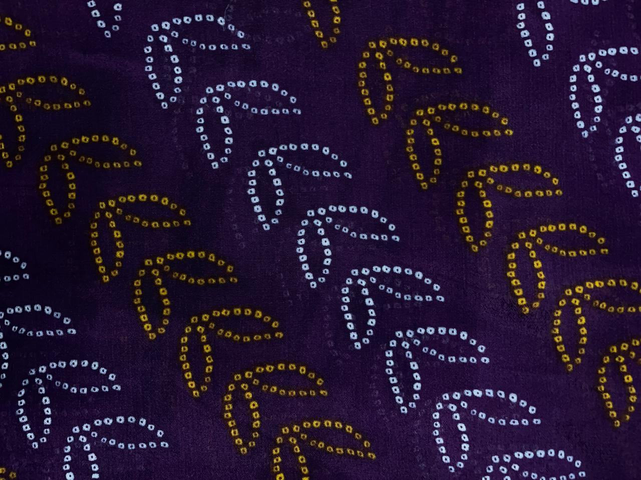 Royal Purple Floral Chinon Chiffon Fabric Kapdashop