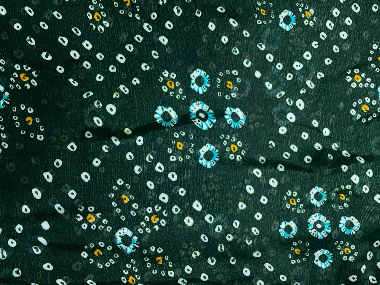 Bottle Green Floral Chinon Chiffon Fabric Kapdashop