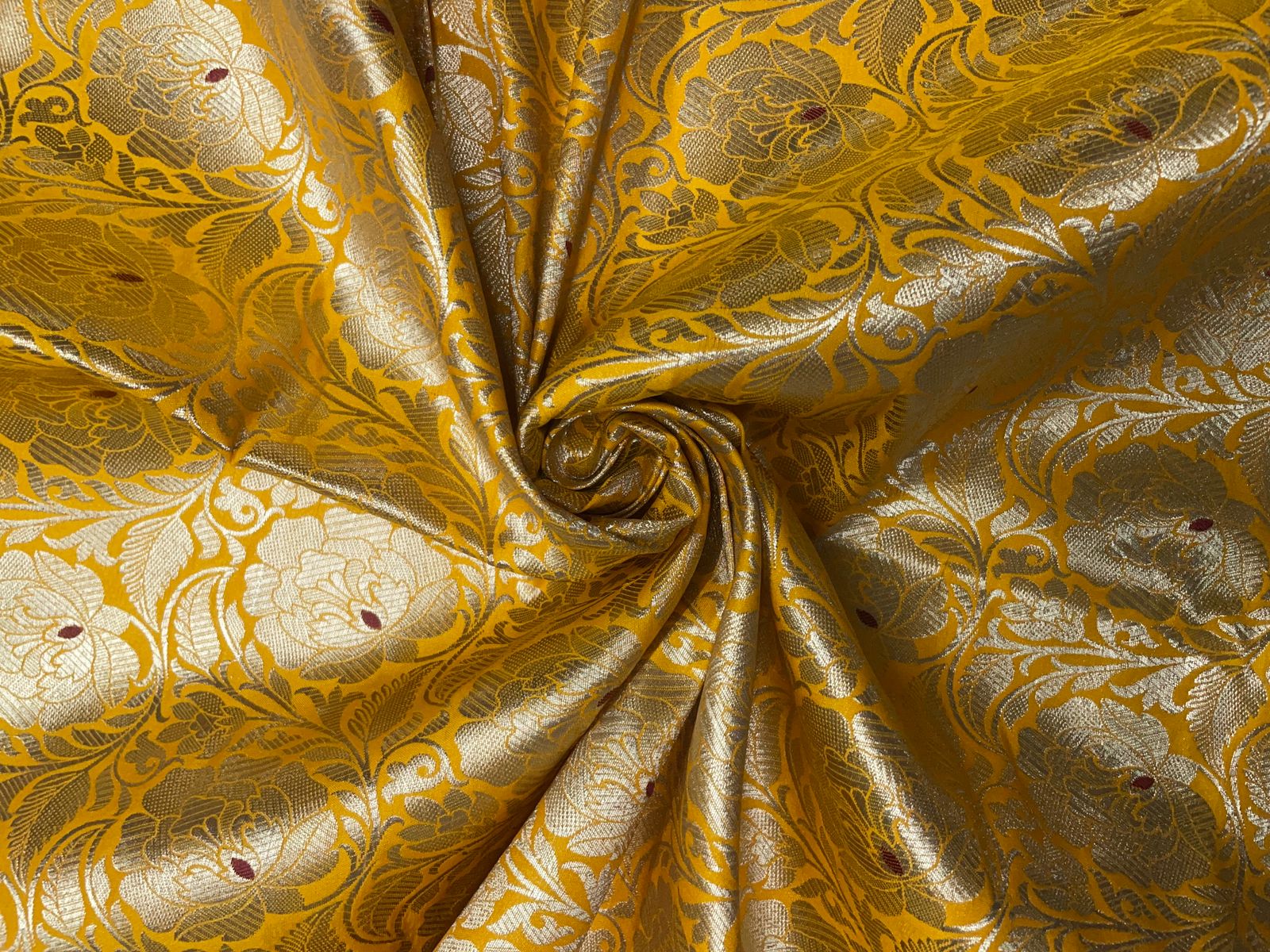 Bright Yellow Floral Brocade 44 Kapdashop